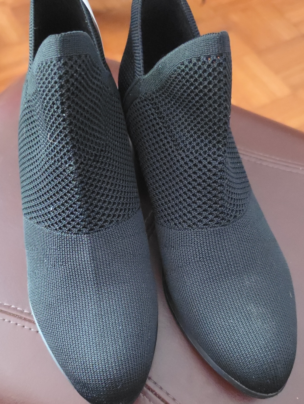 Esprit Black Knit Slip-On Ankle Booties